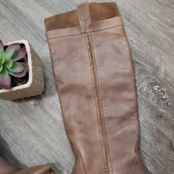 Kenneth Cole Right Nite Knee High Genuine Leather Boots Taupe Sz 7 - Picture 3 of 13